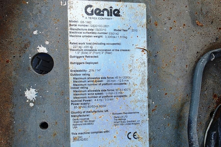Genie GS1932 Electric, Working Height 7.8 m, 227kg Capac
