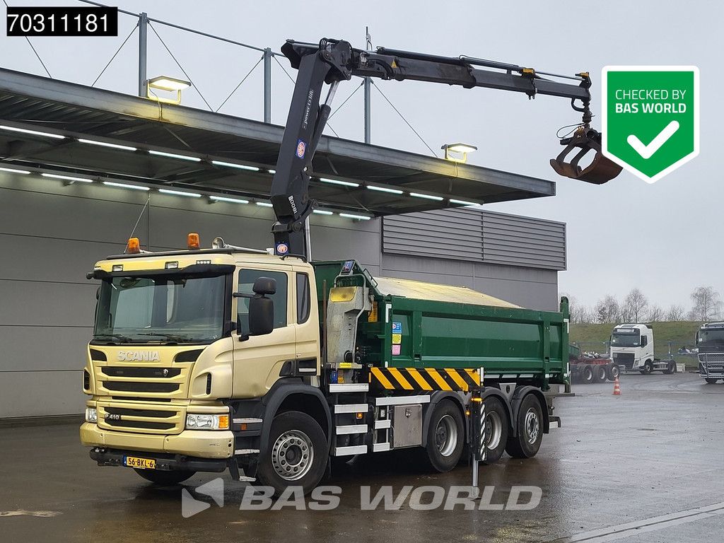 Scania P P410 8X4 NL-Truck HMF 1800K3 Kran Crane HSW 2-side tipper Lift+Steering axle Euro 6