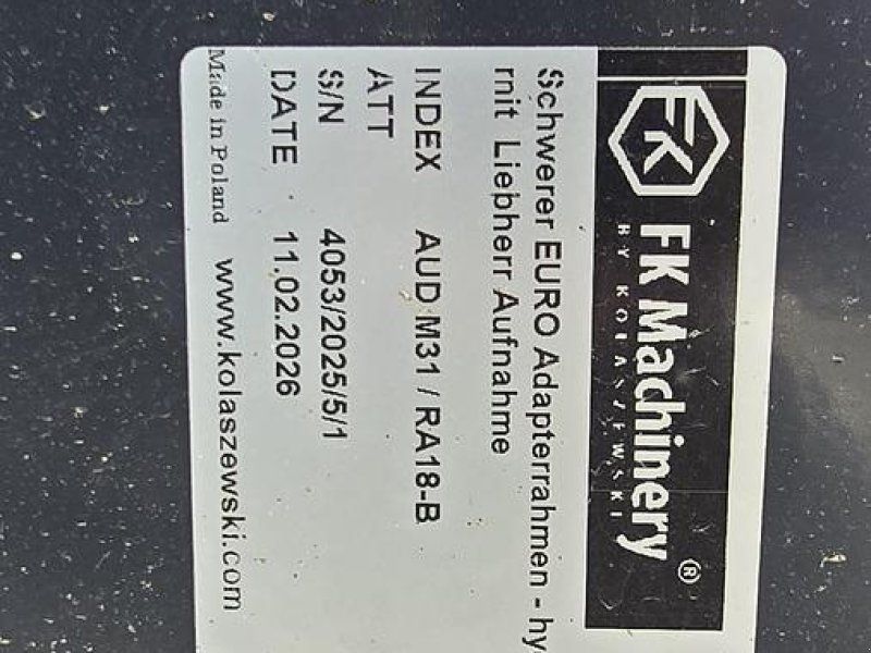 FK Machinery Hydraulischer Adapter mit Liebherr auf Euro Aufnahme