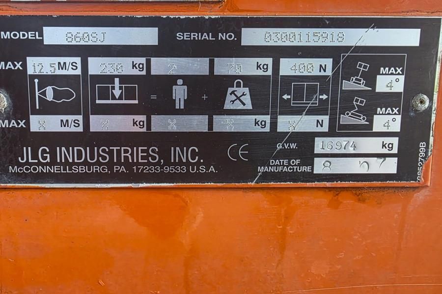 JLG 860SJ Diesel, 4x4 Drive, 28.2m Working Height, 22.