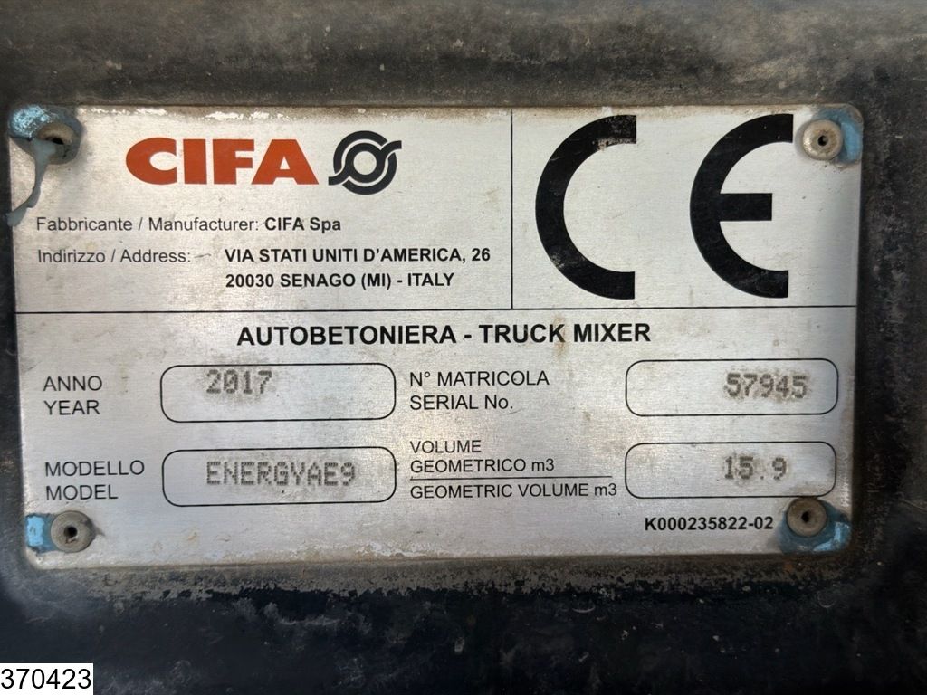 Iveco Stralis 8x2, EURO 6, CIFA 9m3, CNG, Retarder