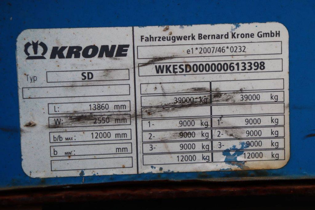 Krone SD 39000kg 2014 curtain-sided semi-trailer