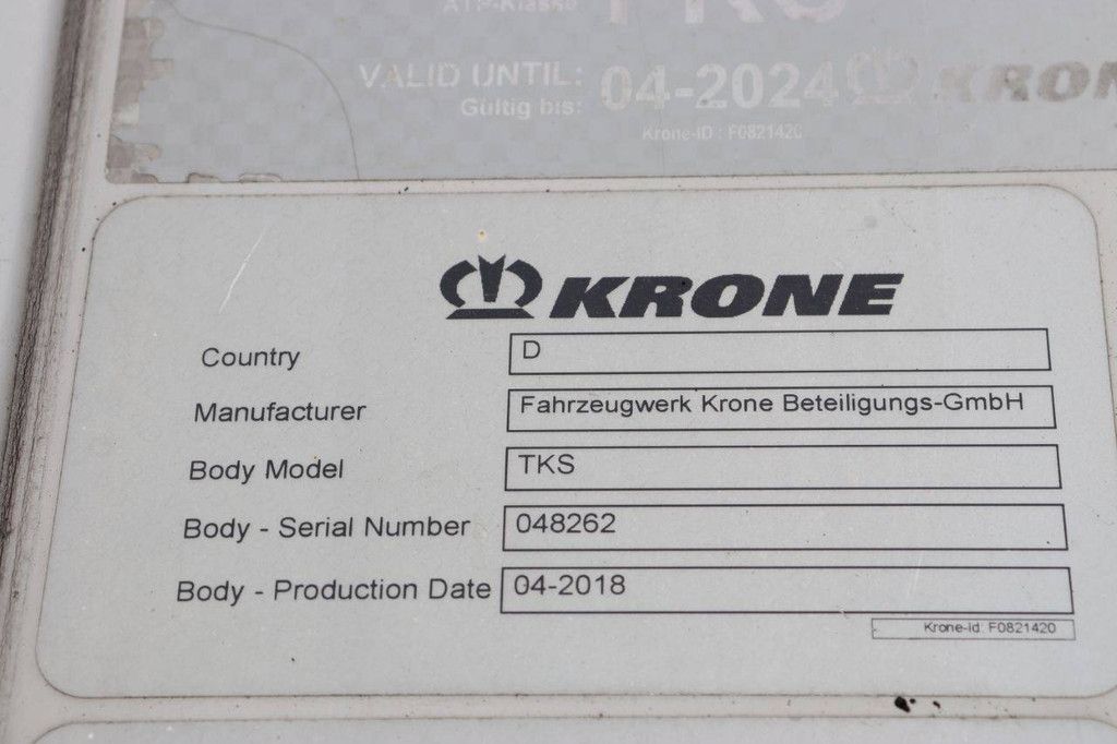 Reefer Oplegger Krone SD 42000kg 2018