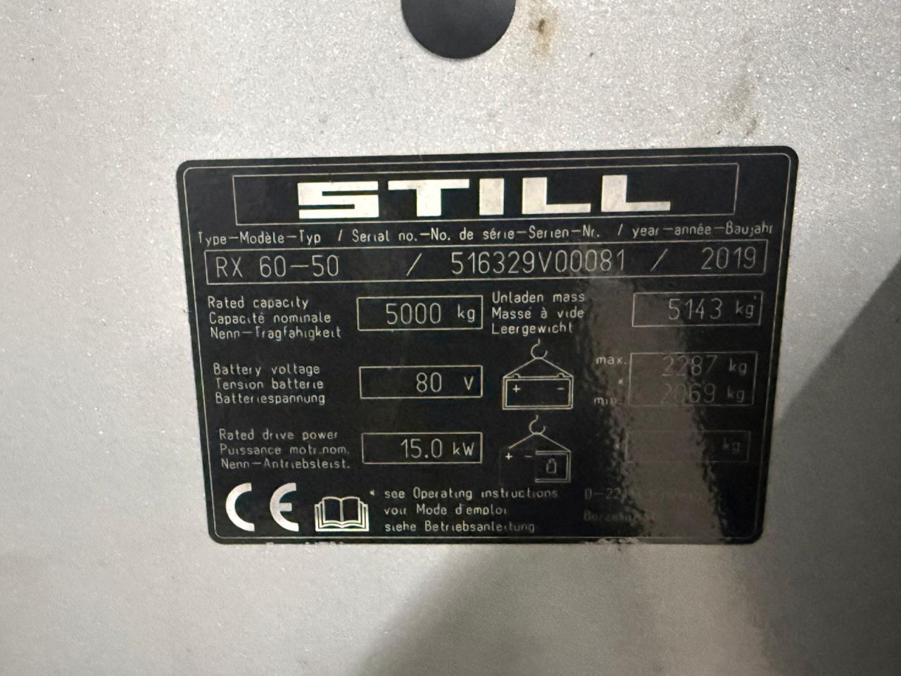 Heftruck Still RX 60-50 2019 HV 5000KG Vorkenversteller.