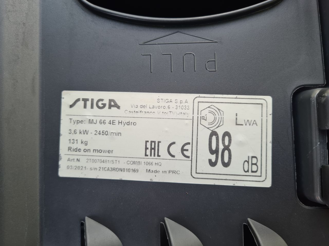 Stiga combi 1066 HQ zitmaaier hydrostaat met opvangbak.