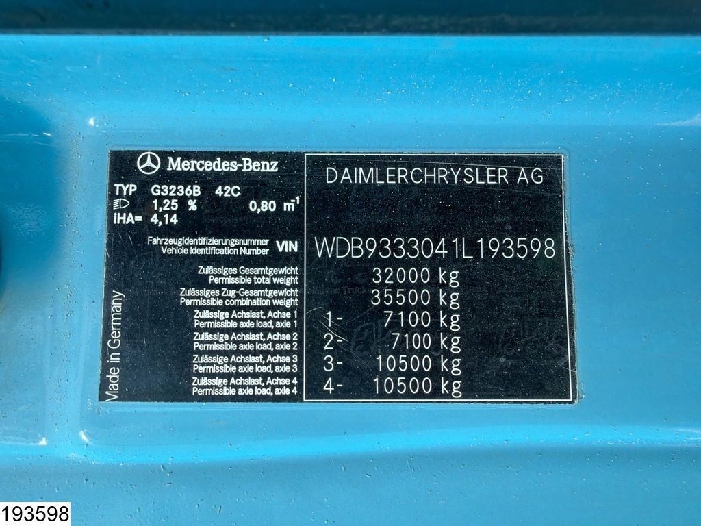 Mercedes Actros 3236 8x4, Euro 4, 8m³, Steel springs, Remote