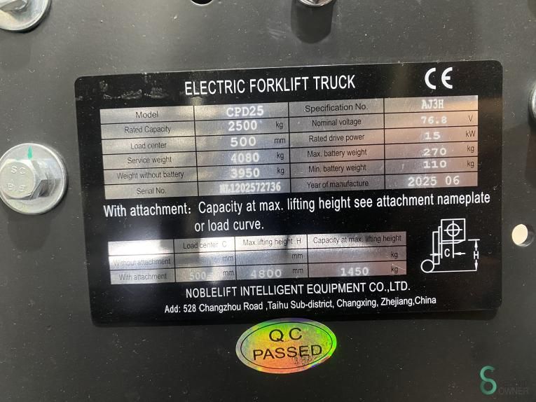 Forklifts Electric Noblelift CPD25-AF1H 2025 Triplex