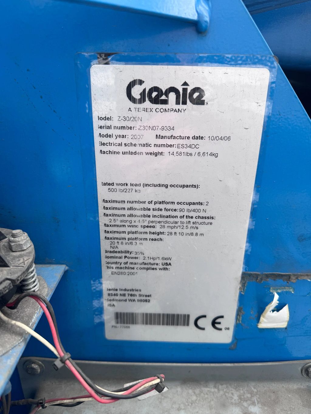 Genie Z30/20N RJ Hoogwerker Knikarmhoogwerker