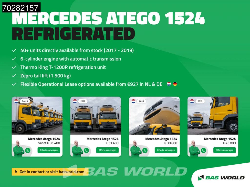 Mercedes Atego Atego 1524 4X2 Thermo king T-1200R 1500kg Ladebordwand Automatic Euro 6