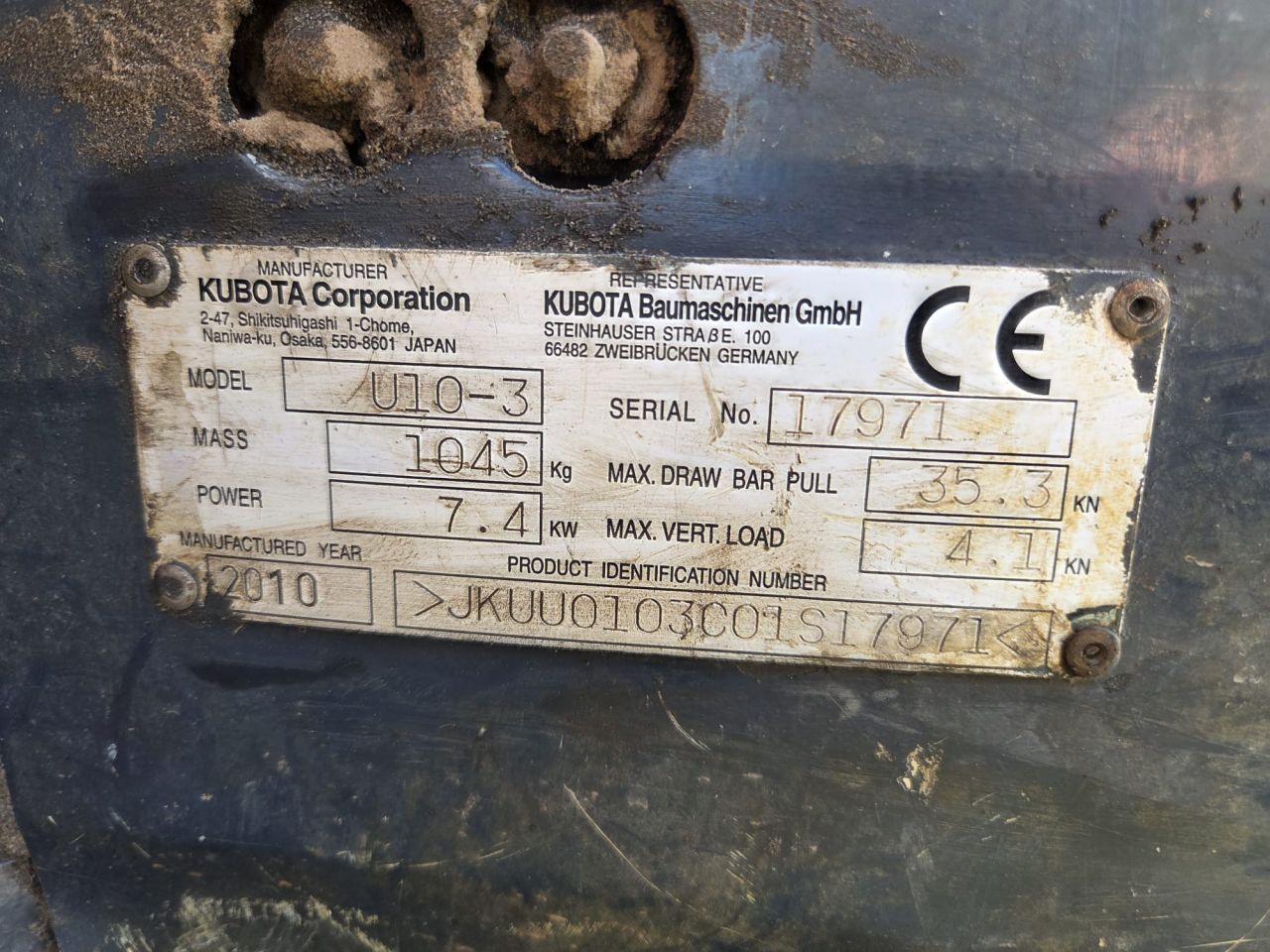 Kubota U10-3 , jaar: 2010 , uren: 2542 , minigraver te koop