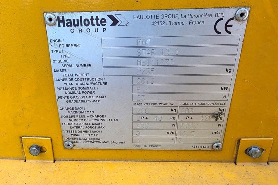 Haulotte STAR 10 Electric, 10m Working Height, 3m Reach, 20