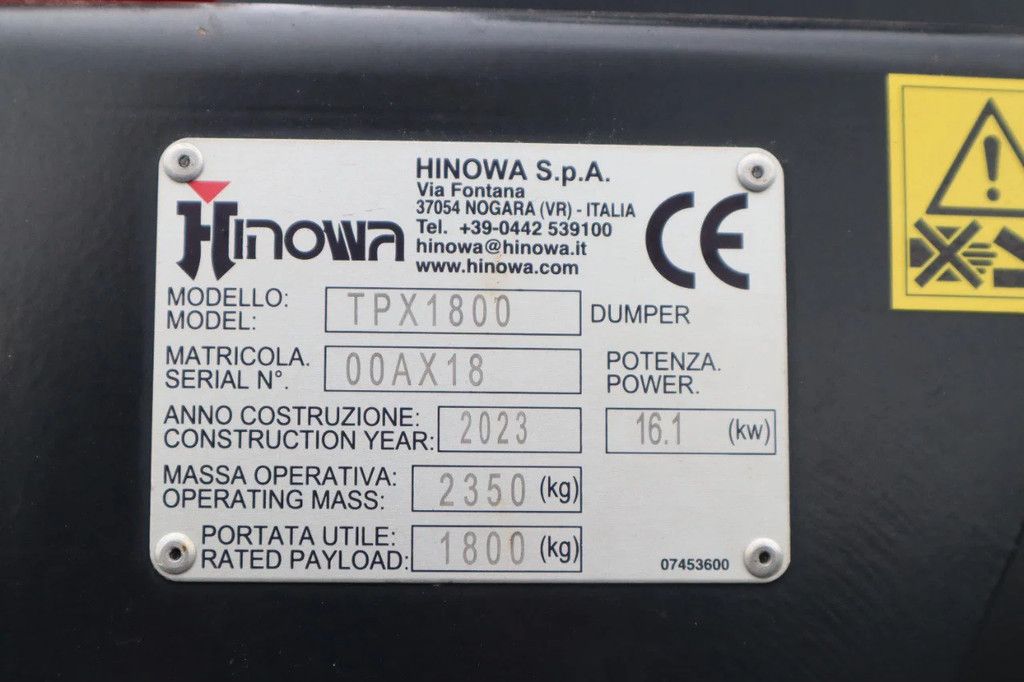 Hinowa TPX1800 | TRACKED FORKLIFT | 1.8 TON | EXT FORKS