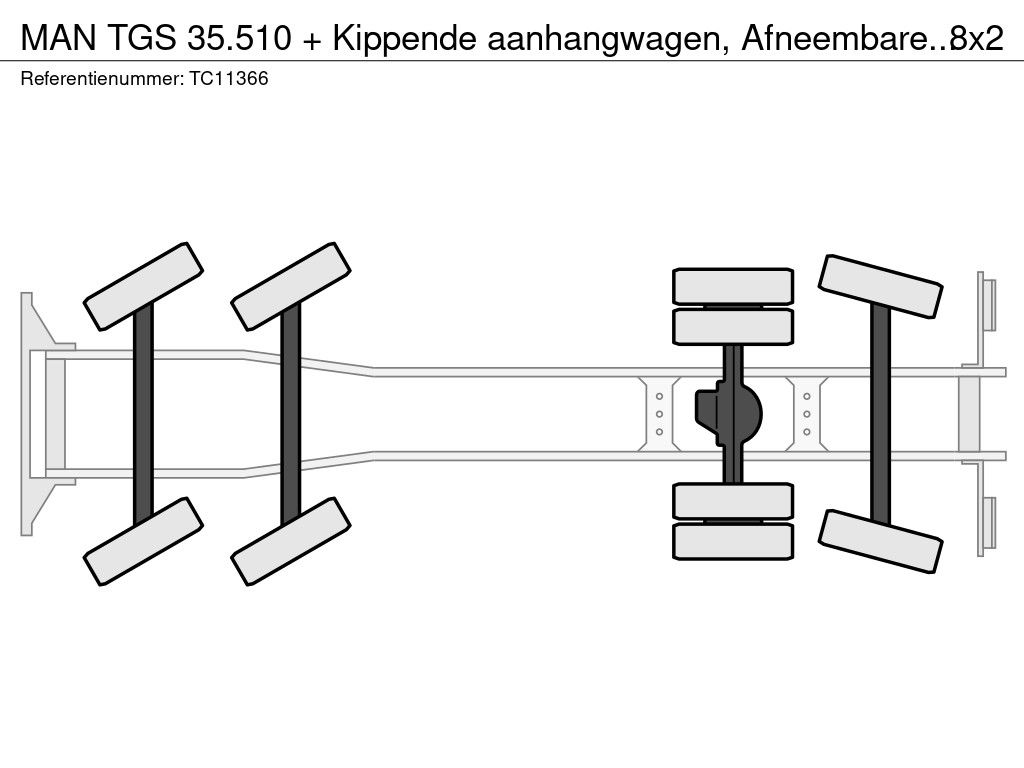 MAN TGS 35.510 + Tipping trailer, Detachable loading crane, 8x2 + Hydrodrive = 8x4 TC11366