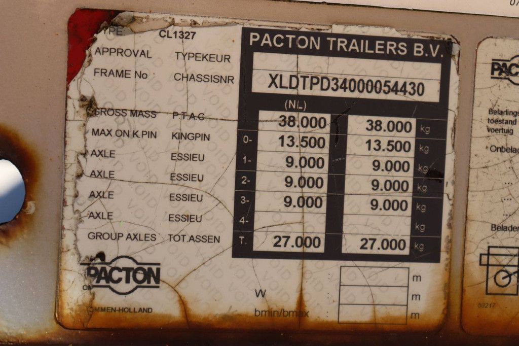 Pacton CL1327 Flatbed Semi-Trailer with Hooklift System