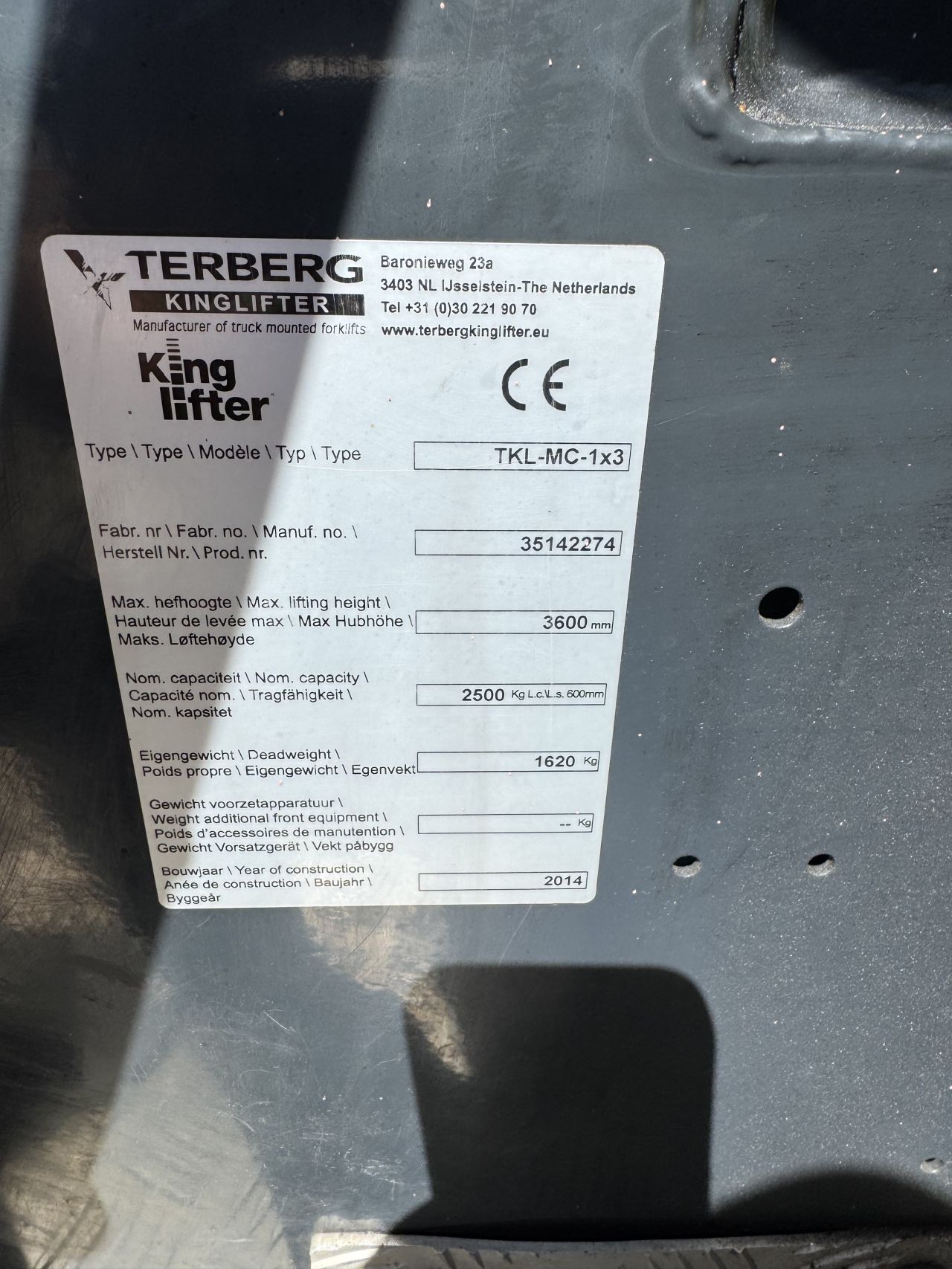 Terberg kinglifter TKL-MC-1x3 kooiaap meeneem heftruck