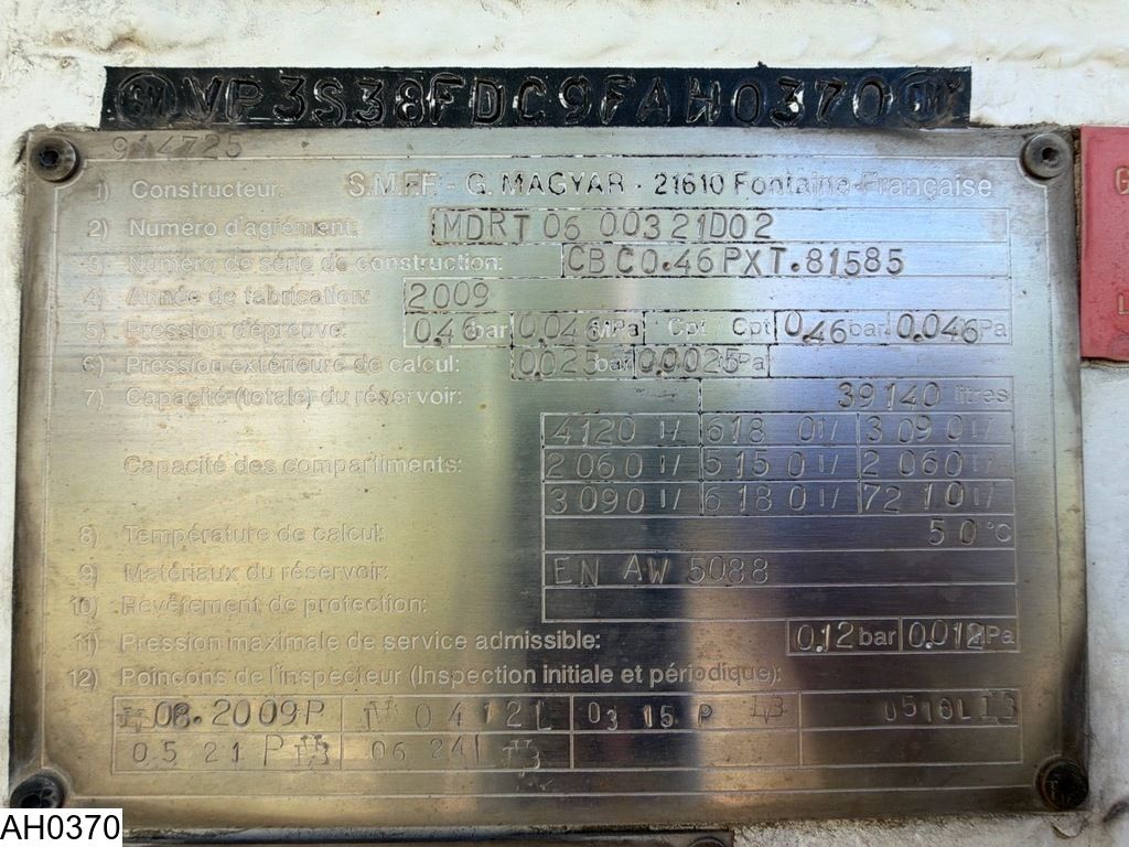Magyar Fuel 39140 Liter, 9 Comp.