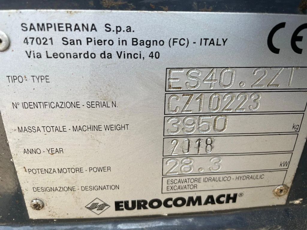 Eurocomach ES40.2ZT. 4 tons minigraver