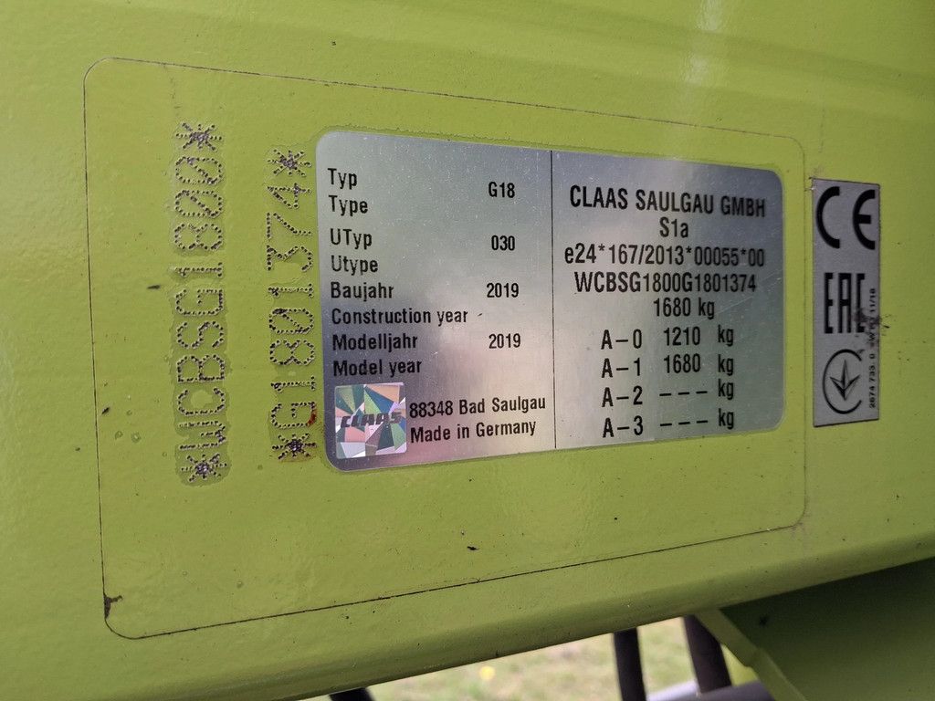 Claas Liner 1900 hark zijafleg