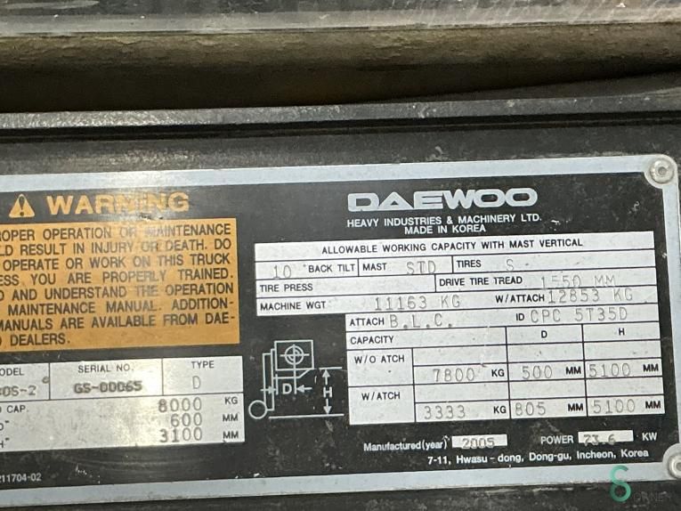 Heftrucks Diesel Daewoo D80S-2 2005