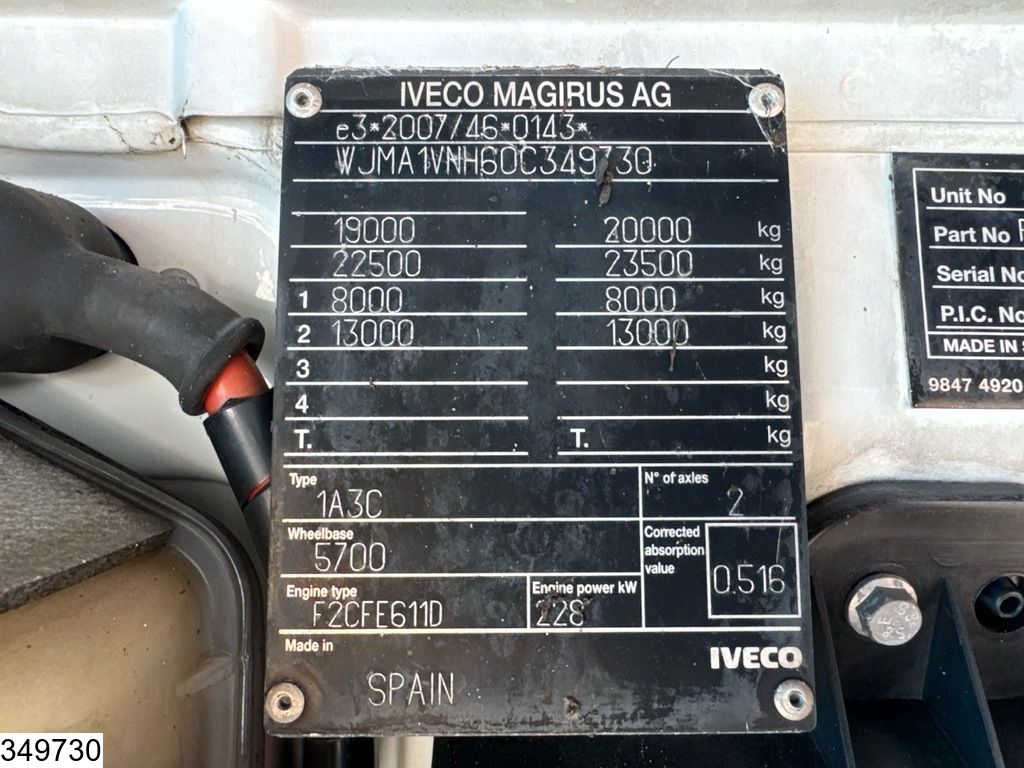 Iveco Stralis 310 EURO 6, Palfinger, Remote, Steel suspension