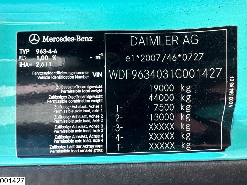 Mercedes Actros 1848 EURO 6, Retarder, PTO, Standairco