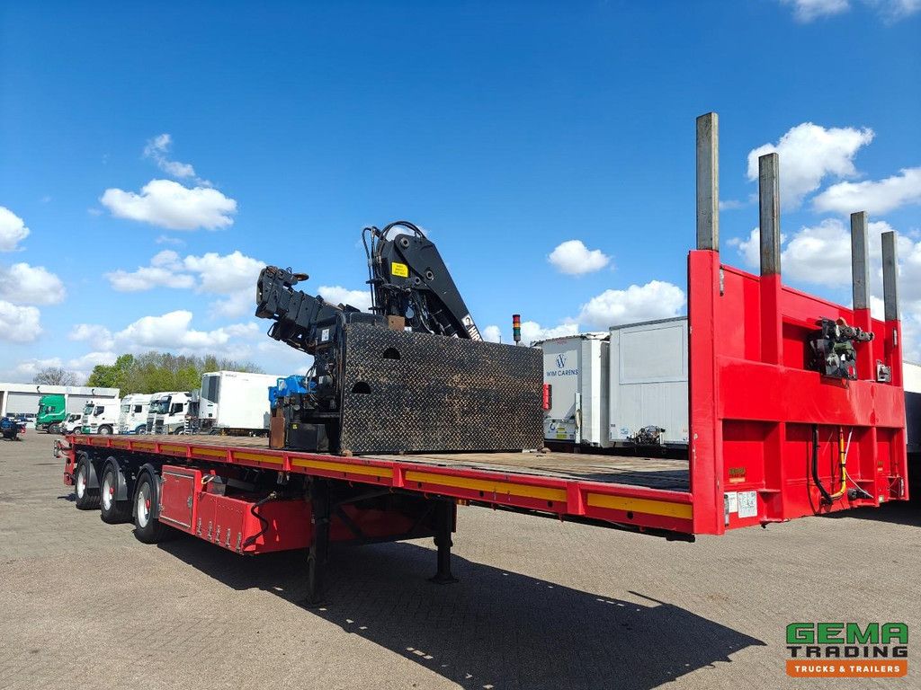 Floor FLO-17-30H2 HIAB R220 F4+1 - Radio-controlled with PowerPack - 2 Steering Axles with Remote Control - Lift Axle - Steering Axle - Twistlocks - Stakes