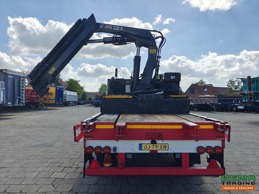 Floor FLO-17-30H2 HIAB R220 F4+1 - Radio-controlled with PowerPack - 2 Steering Axles with Remote Control - Lift Axle - Steering Axle - Twistlocks - Stakes
