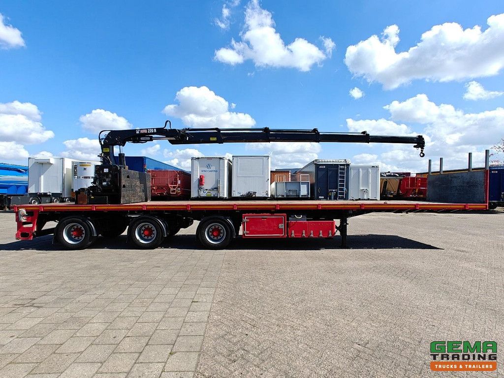 Floor FLO-17-30H2 HIAB R220 F4+1 - Radio-controlled with PowerPack - 2 Steering Axles with Remote Control - Lift Axle - Steering Axle - Twistlocks - Stakes