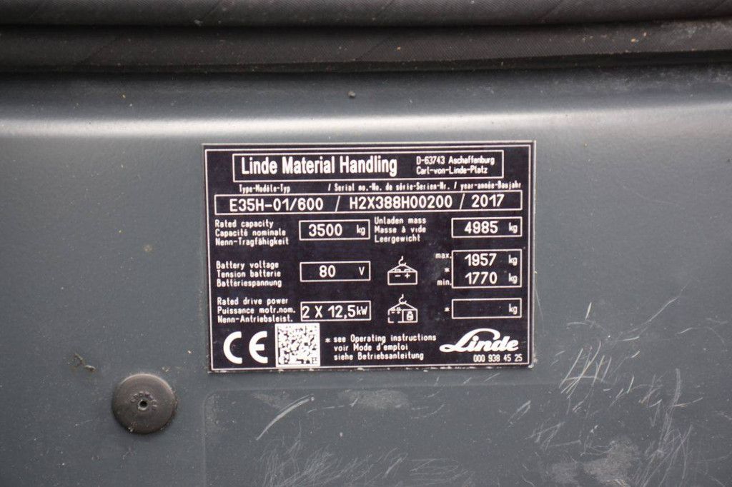 Linde E35H-01/600 Elektrogabelstapler 3500 kg 4,15 m 2017