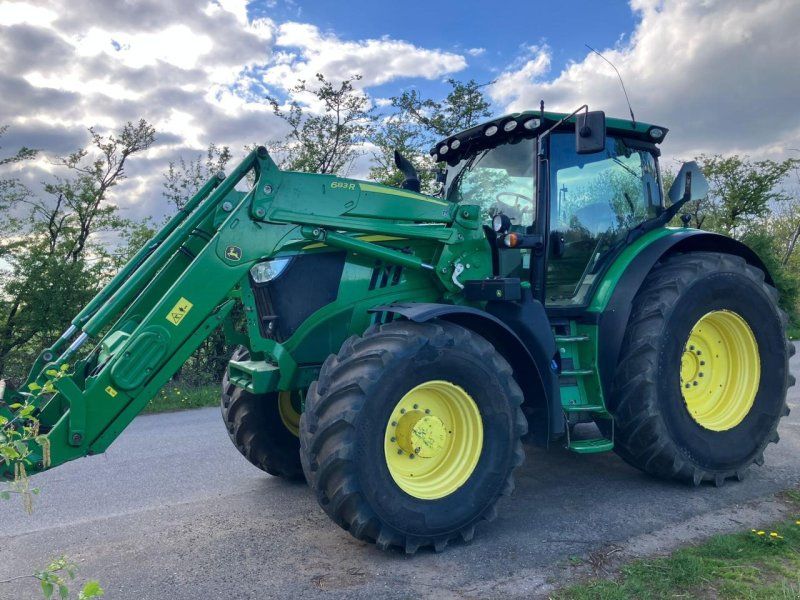 John Deere 6195R AP + 683R Lader
