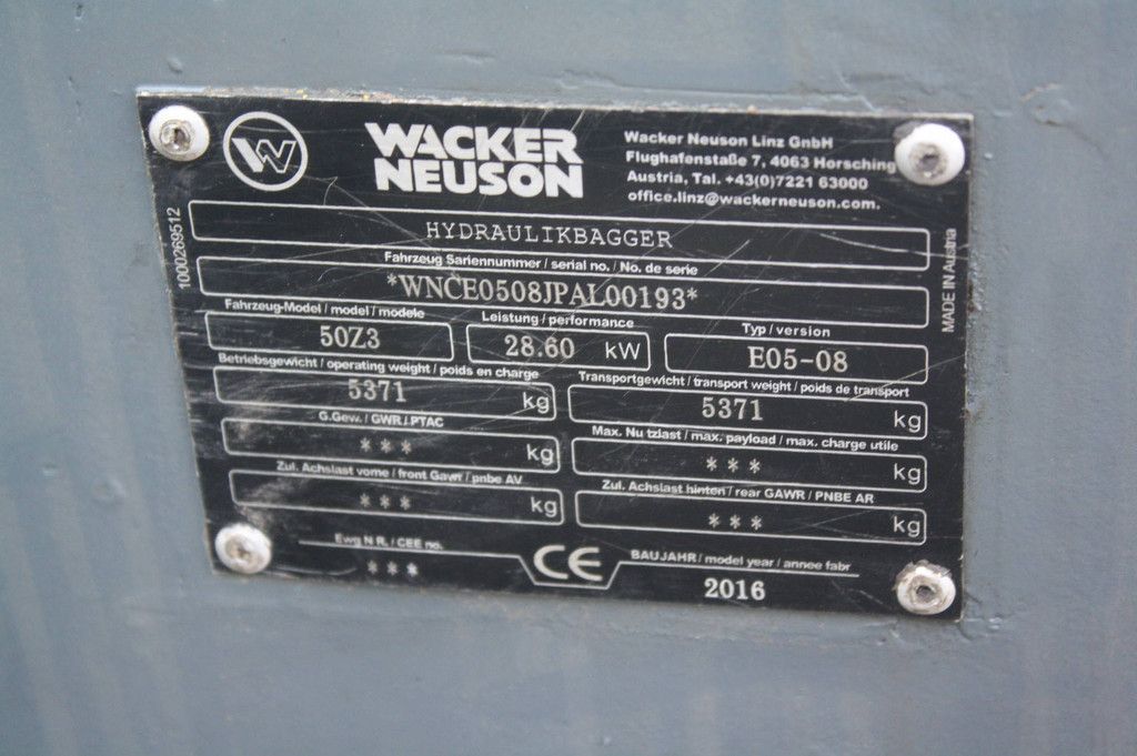 Wacker Neuson 50Z3 Diesel-Raupenbagger 28,6 kW 2016