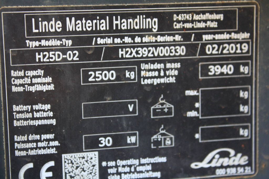 Linde H25D-02 Diesel-Gabelstapler 2500 kg 2019