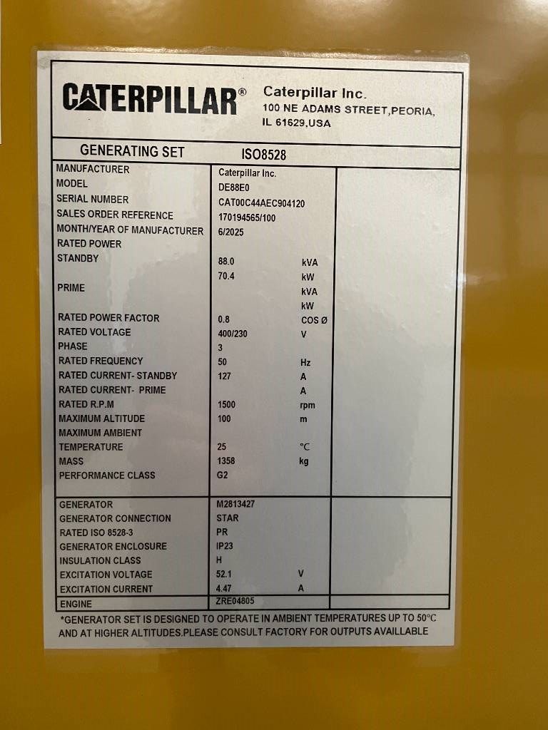 CAT DE88E0 - 88 kVA Generator - DPX-18012