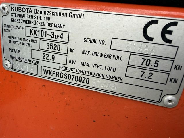 Kubota Kx101-4 bj2019 Slechts 2000u 3.5T Minigraver Minikraan