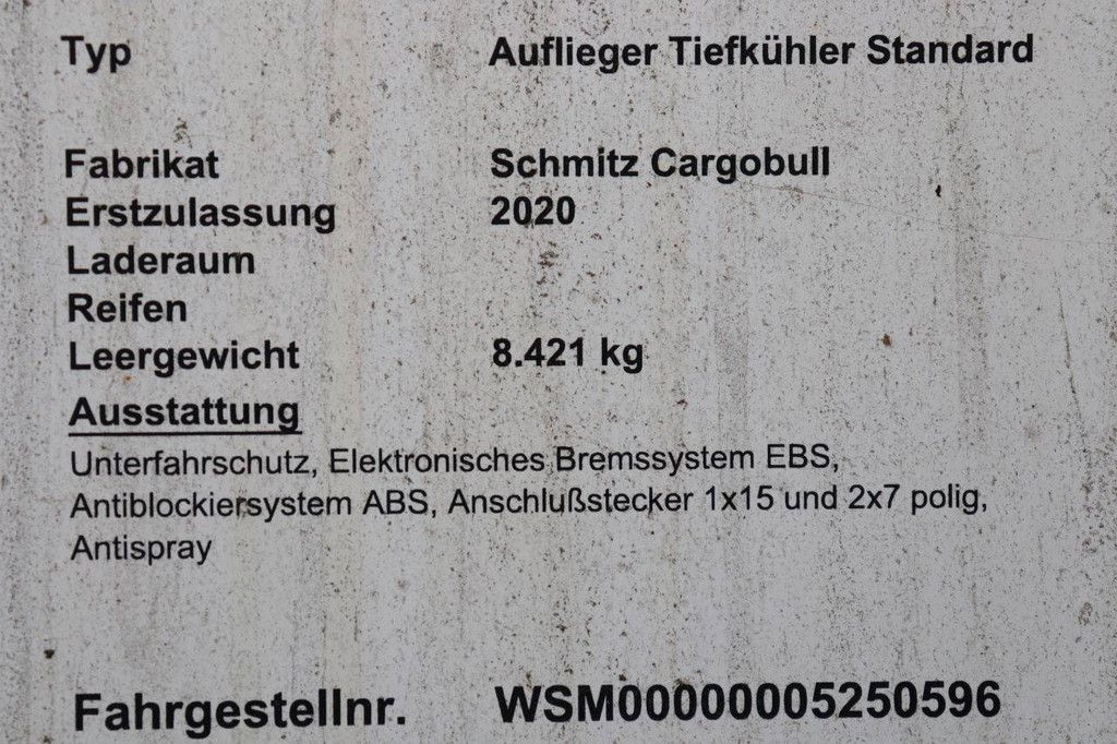 Reefer Semitrailer Schmitz Cargobull Auflieger Tiefkühler Standard 2020