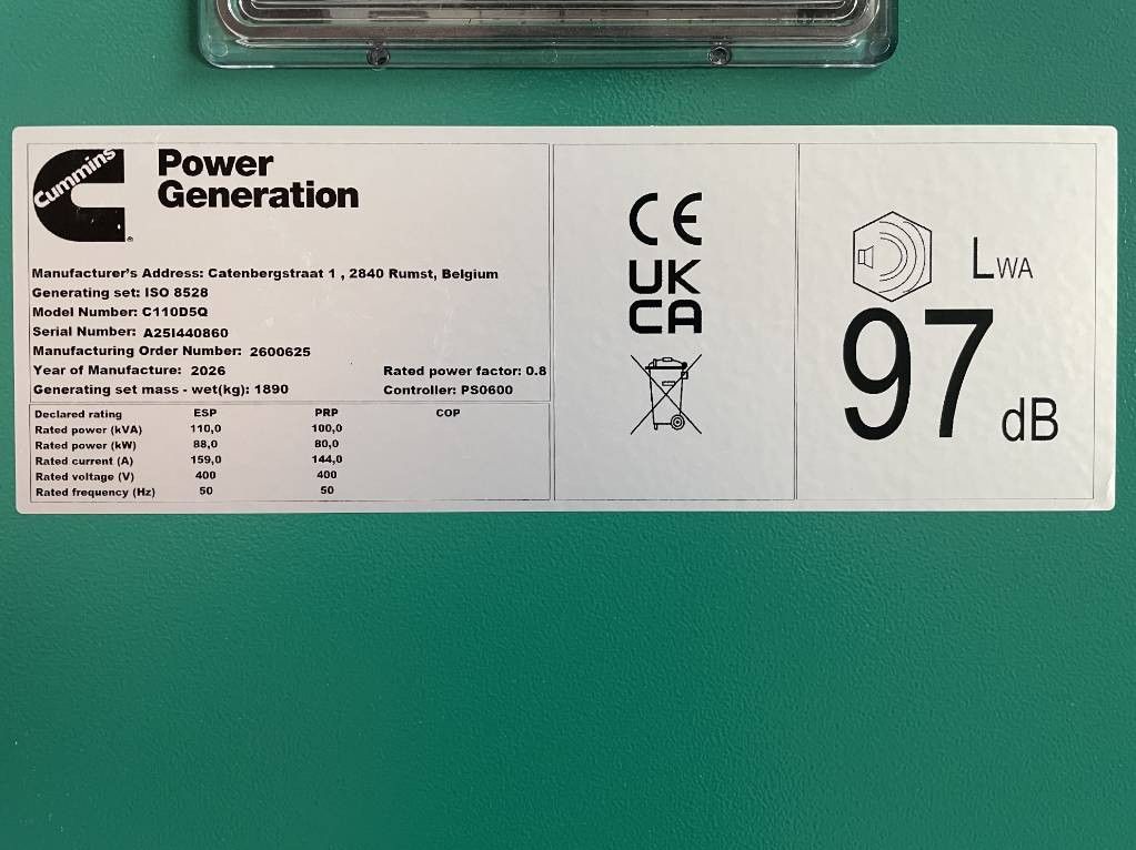 Cummins C110D5Q - 110 kVA Generator - DPX-18509-Q
