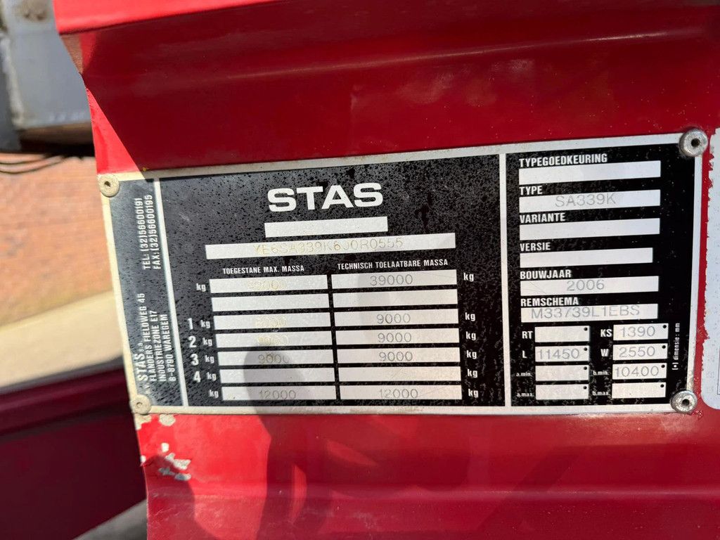 Stas SA339K 58m3 Liftas Klep/deuren! MB Schijfremmen NL Trailer APK/TUV 09-2026