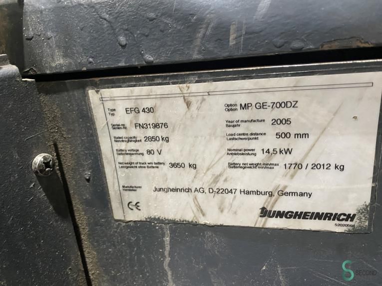 Forklifts Electric Jungheinrich EFG 430 2005 Triplex