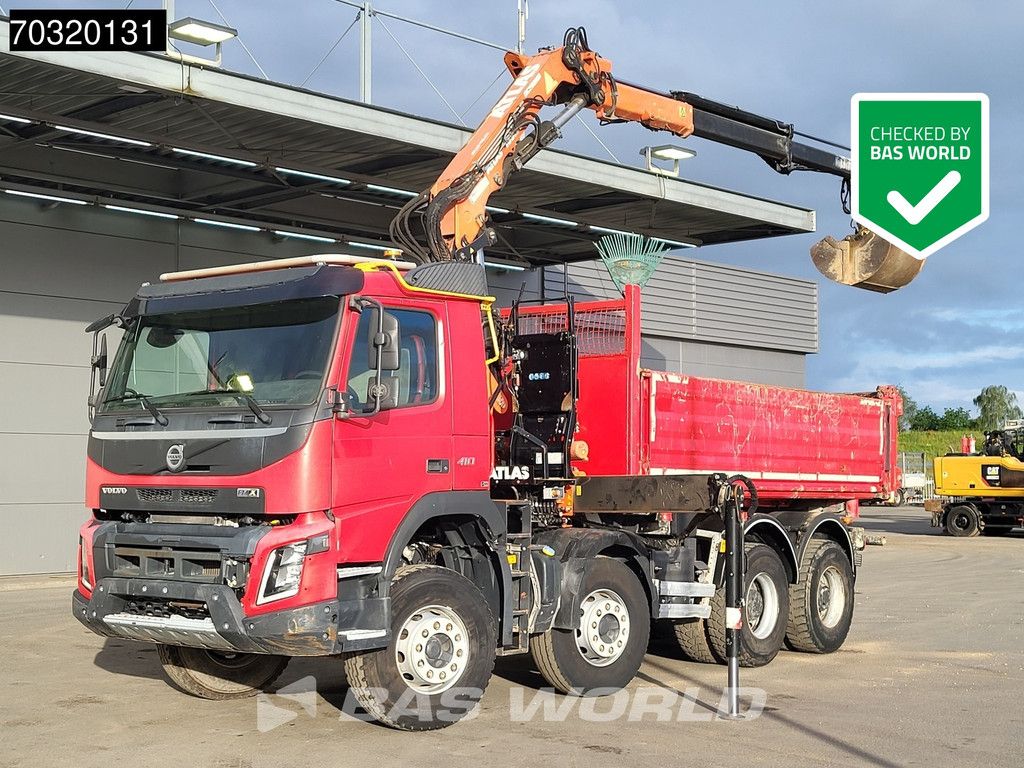 Volvo FMX 410 8X4 Atlas 165.2E- A2 Crane 10m3 2-way tipper Steel Suspension Big-Axle Euro 6
