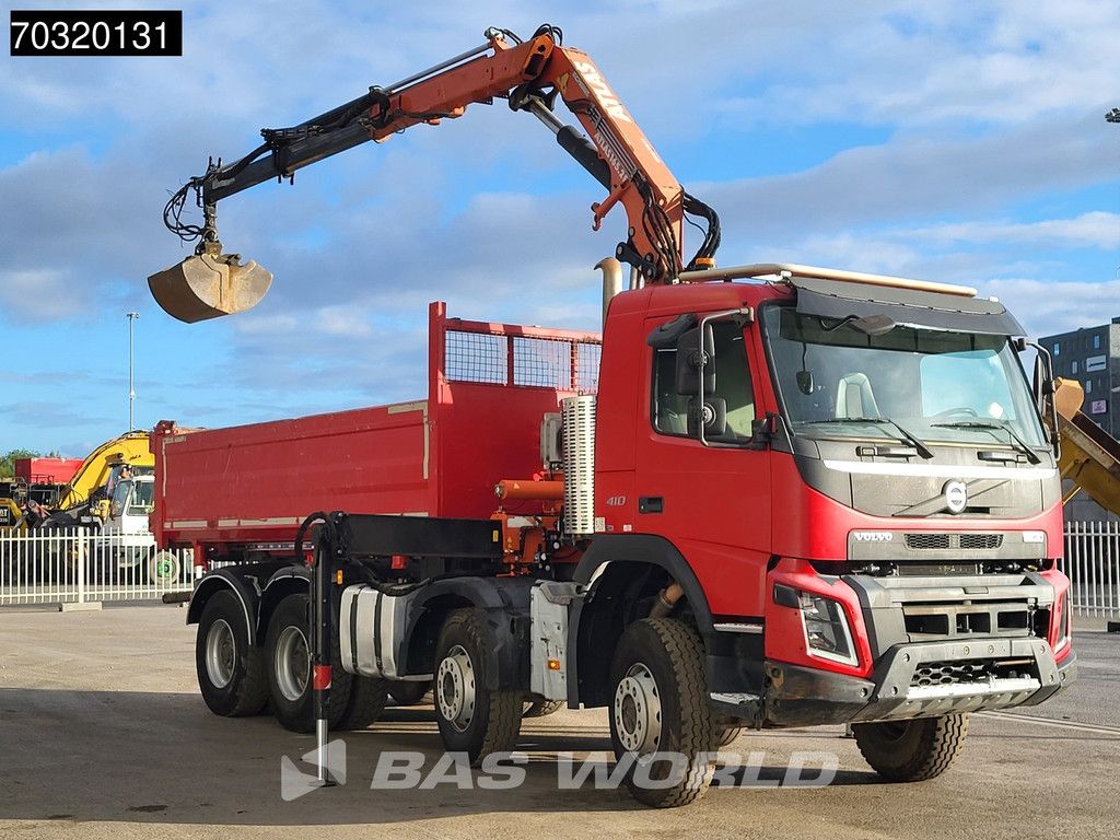 Volvo FMX 410 8X4 Atlas 165.2E- A2 Crane 10m3 2-way tipper Steel Suspension Big-Axle Euro 6