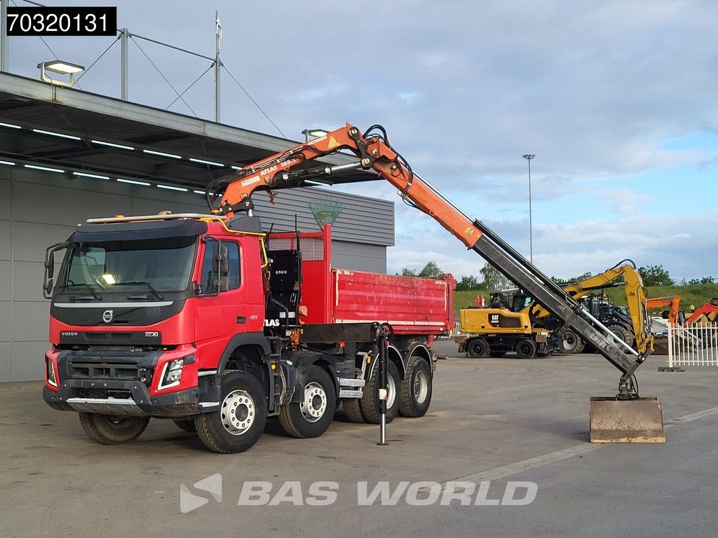 Volvo FMX 410 8X4 Atlas 165.2E- A2 Crane 10m3 2-way tipper Steel Suspension Big-Axle Euro 6