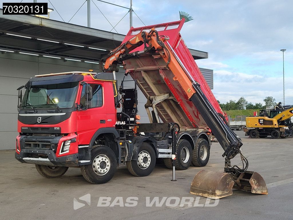 Volvo FMX 410 8X4 Atlas 165.2E- A2 Crane 10m3 2-way tipper Steel Suspension Big-Axle Euro 6