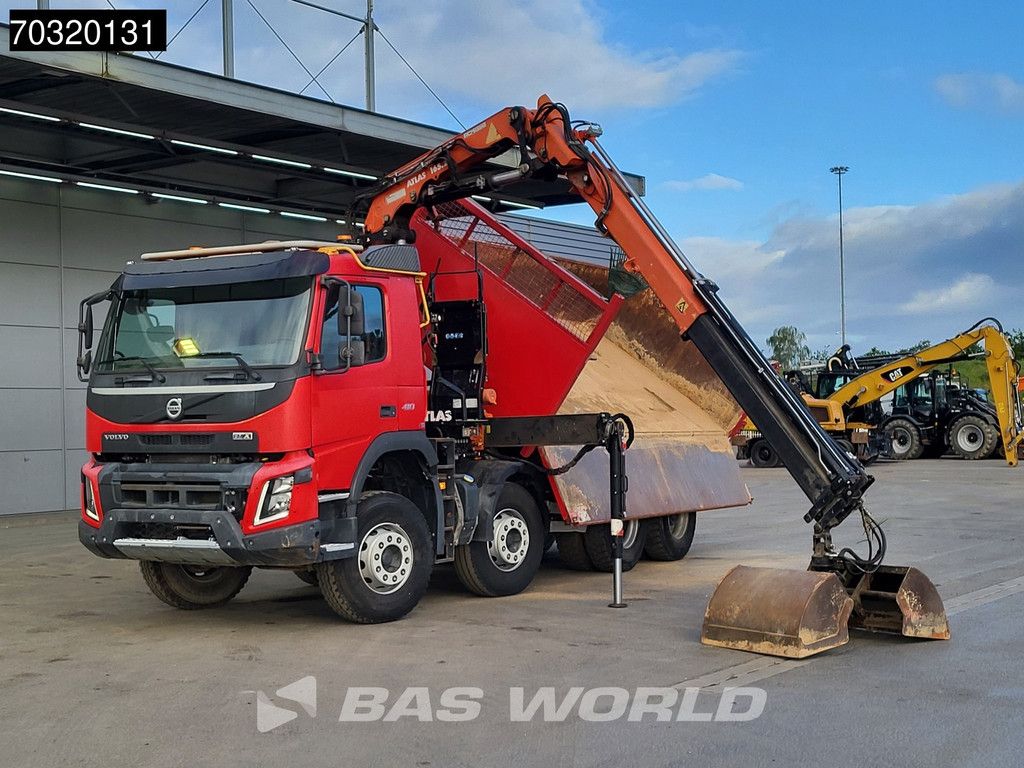 Volvo FMX 410 8X4 Atlas 165.2E- A2 Crane 10m3 2-way tipper Steel Suspension Big-Axle Euro 6