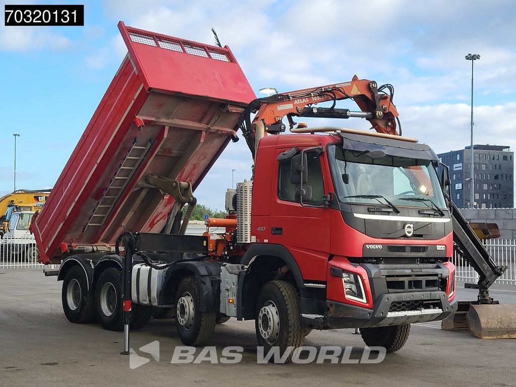 Volvo FMX 410 8X4 Atlas 165.2E- A2 Crane 10m3 2-way tipper Steel Suspension Big-Axle Euro 6