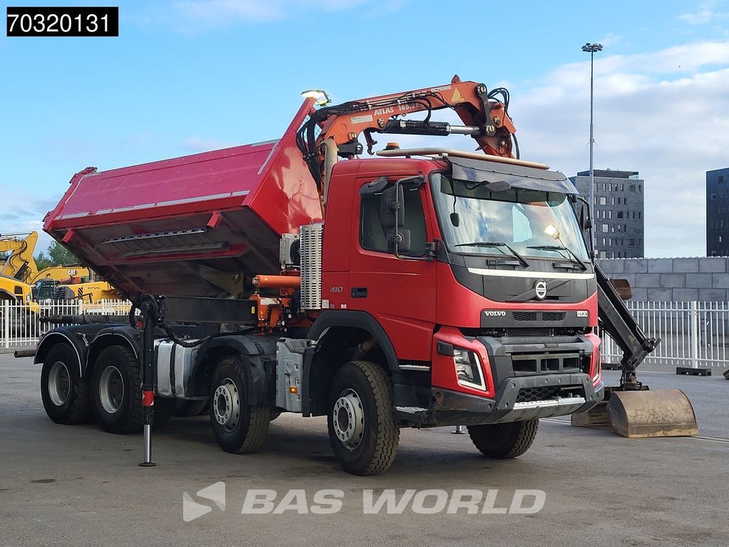 Volvo FMX 410 8X4 Atlas 165.2E- A2 Crane 10m3 2-way tipper Steel Suspension Big-Axle Euro 6