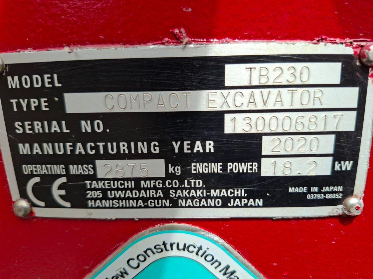 Takeuchi TB230 | bj 2020 | 2196uur | 3 bakken