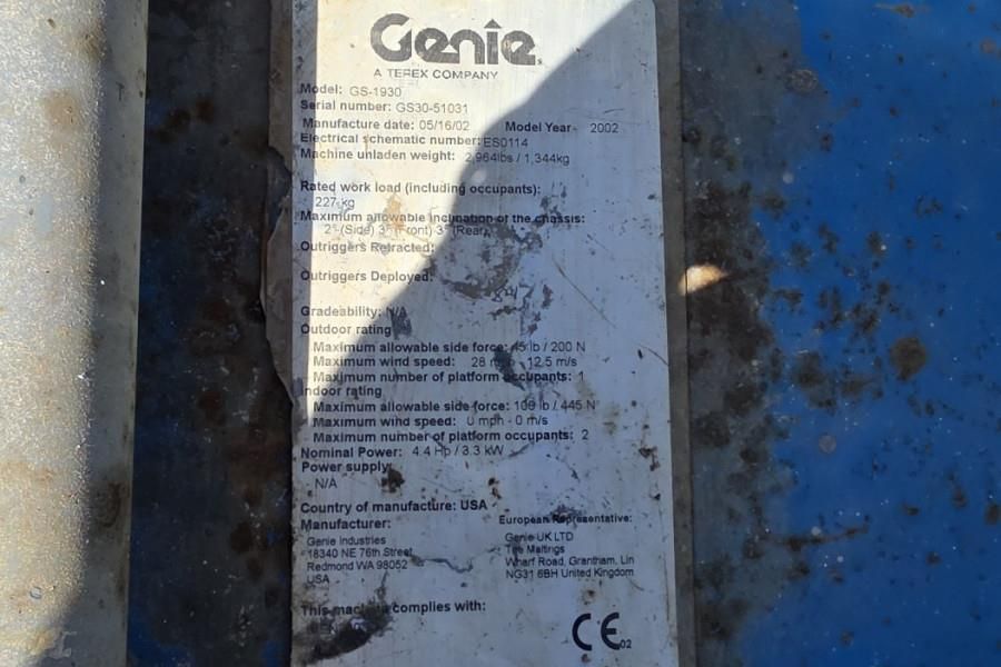 Genie GS1930 Electric, Working Height 7.8 m, 227kg Capac