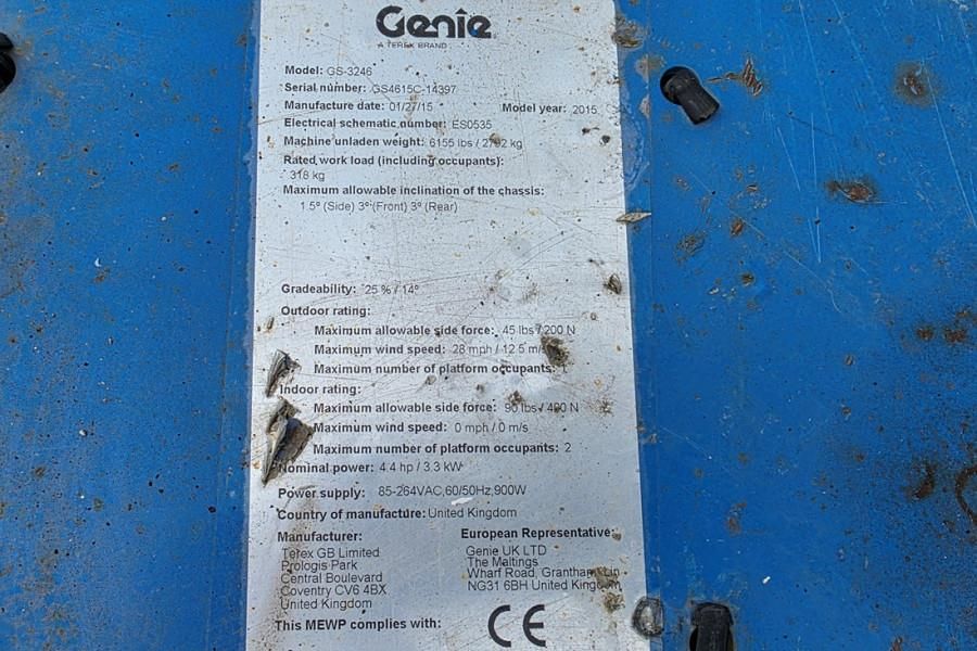 Genie GS3246 Electric, Working Height 11.75 m, 318kg Cap