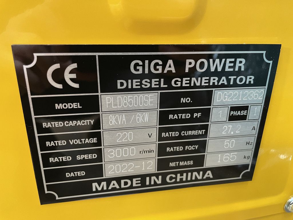 Giga power PLD8500SE 8 kVA silent generator