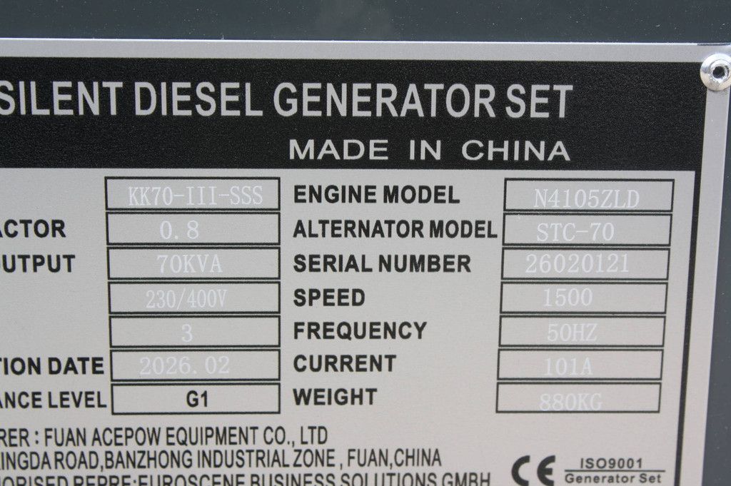 Generator Kawakenki KK70-III-SSS Diesel 70kVA 2026 New